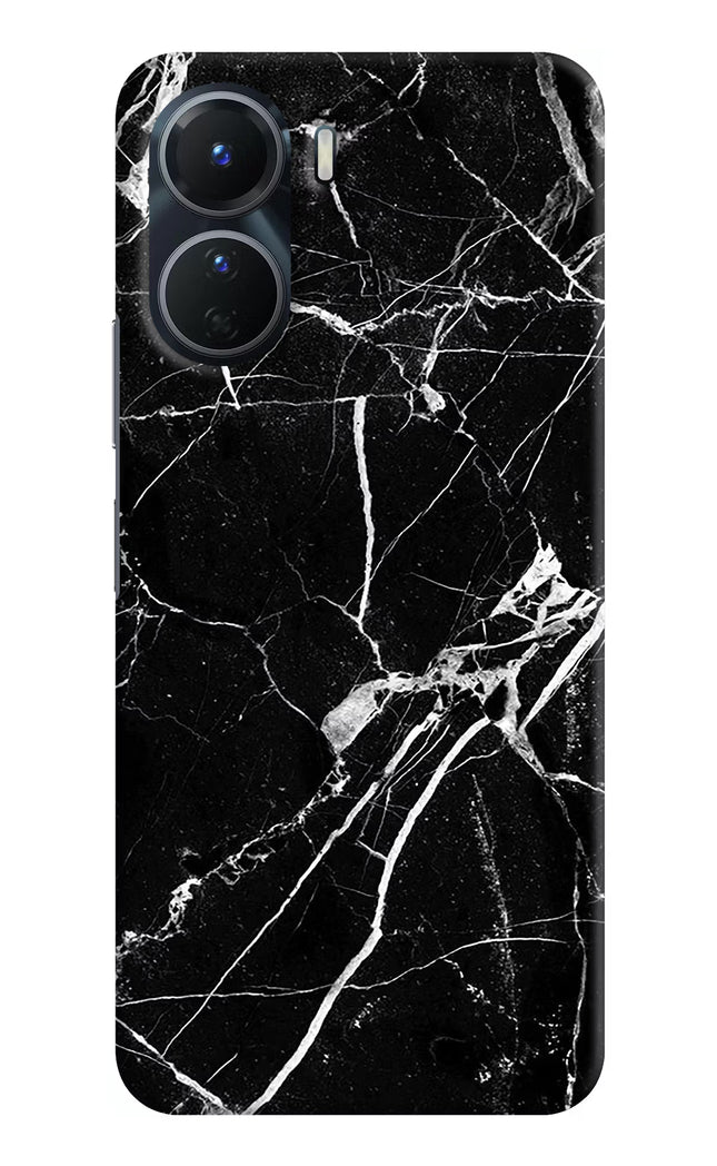 Black Marble Pattern Vivo Y16 Hard Case Back Cover by Casekaro