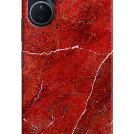 Red Marble Design Vivo Y16 Hard Case Back Cover by Casekaro
