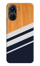 Blue and white wooden Vivo Y16 Hard Case Back Cover by Casekaro