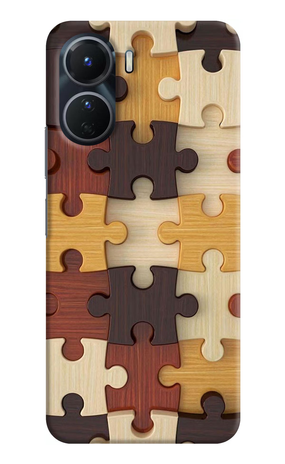Wooden Puzzle Vivo Y16 Hard Case Back Cover by Casekaro