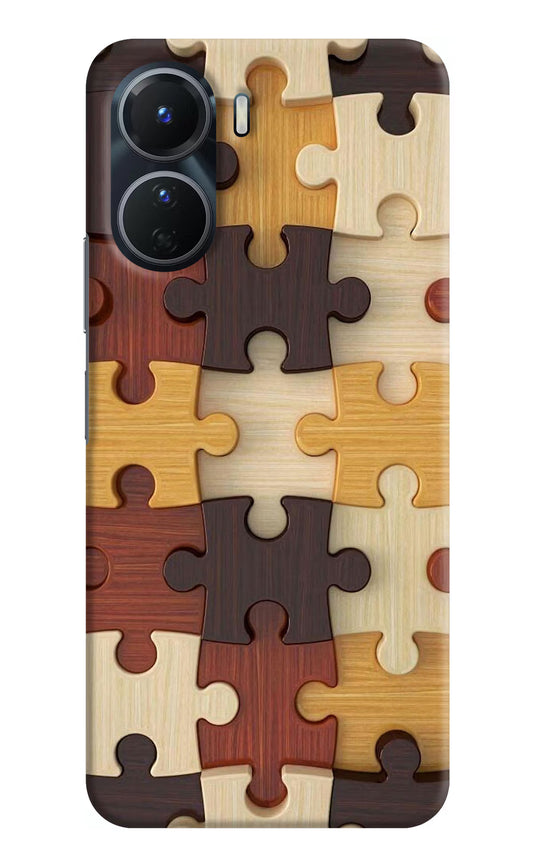 Wooden Puzzle Vivo Y16 Hard Case Back Cover by Casekaro