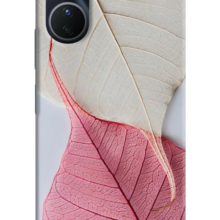 White Pink Leaf Vivo Y16 Hard Case Back Cover by Casekaro