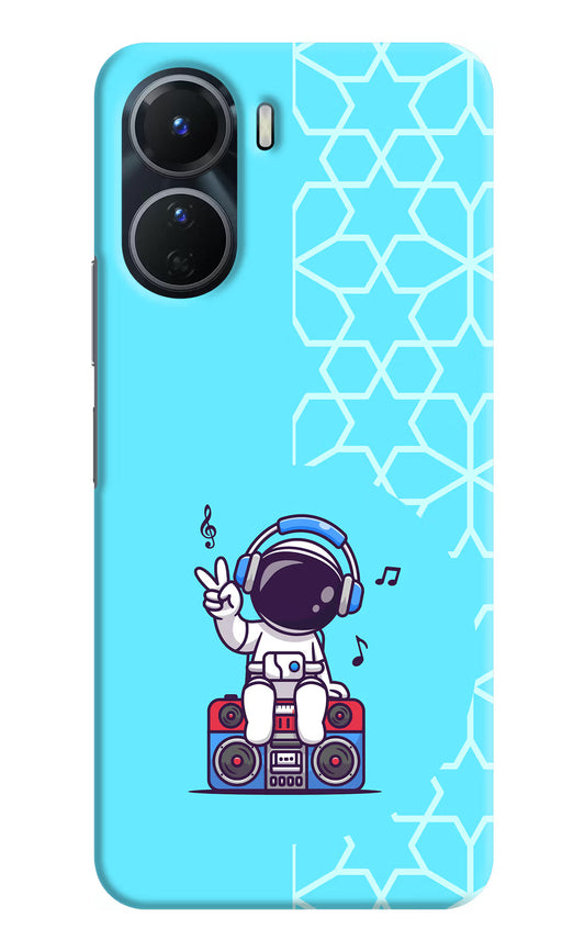 Cute Astronaut Chilling Vivo Y16 Hard Case Back Cover by Casekaro
