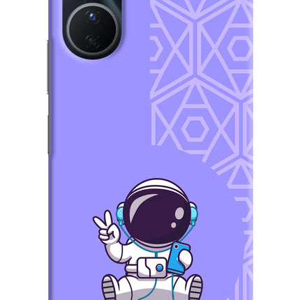 Cute Astronaut Chilling Vivo Y16 Hard Case Back Cover by Casekaro