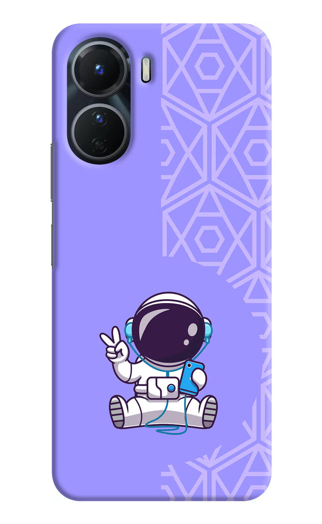 Cute Astronaut Chilling Vivo Y16 Hard Case Back Cover by Casekaro