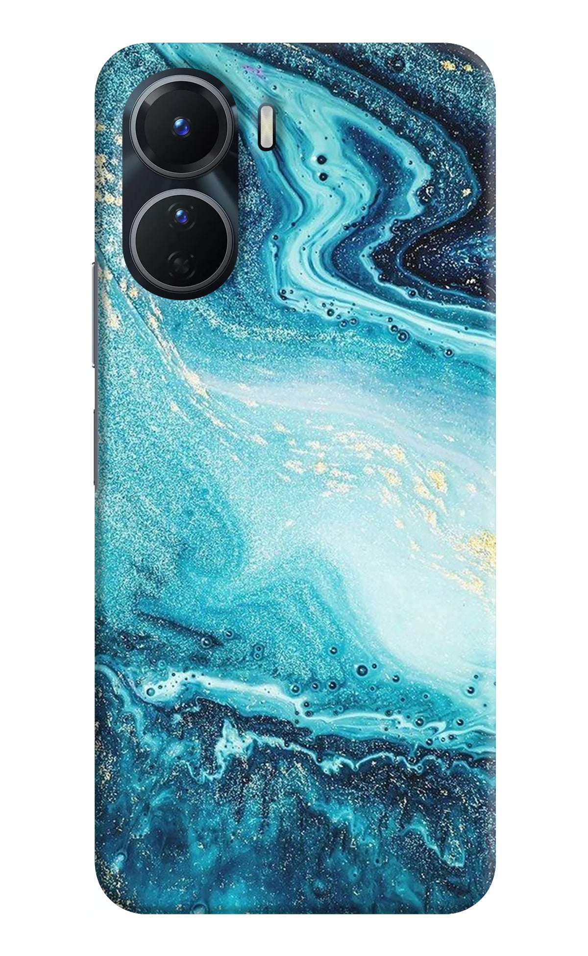 Blue Glitter Marble Vivo Y16 Back Cover