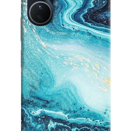 Blue Glitter Marble Vivo Y16 Hard Case Back Cover by Casekaro