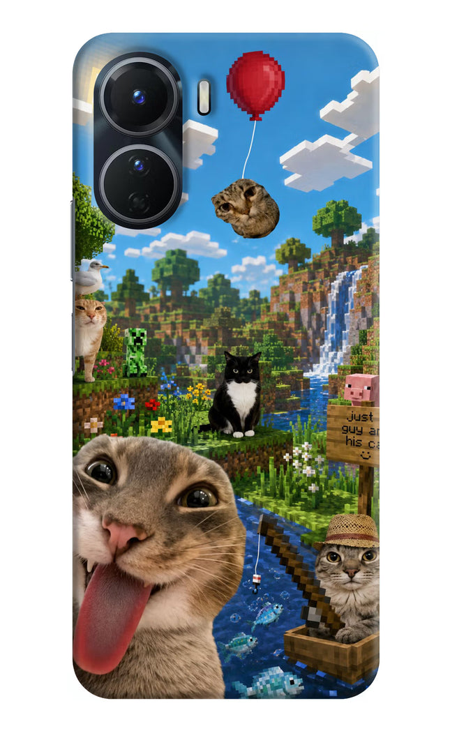 Minecraft Cat Chaos Vivo Y16 Hard Case Back Cover by Casekaro