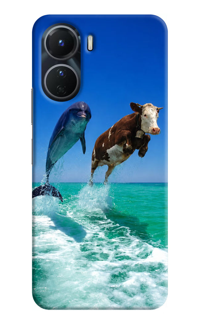 Dolphin vs Cow Vivo Y16 Hard Case Back Cover by Casekaro