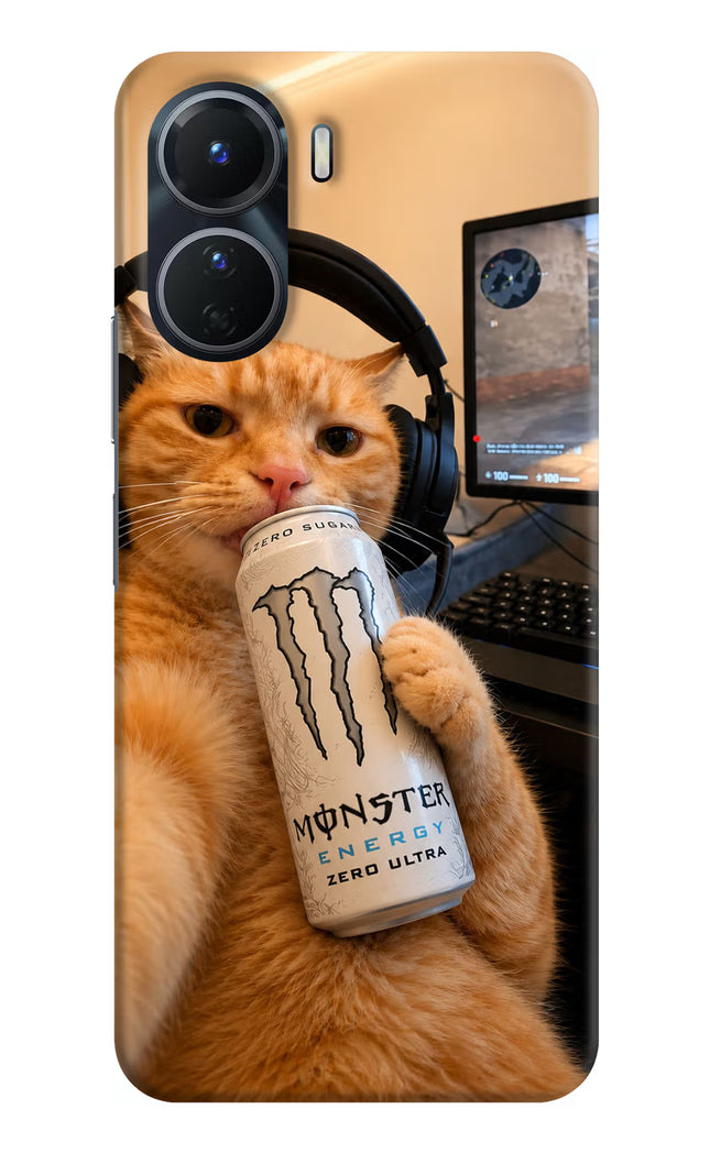 Gamer Cat Energy Vivo Y16 Hard Case Back Cover by Casekaro