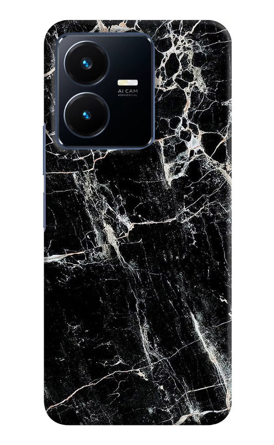 Black Marble Texture Vivo Y22 Hard Case Back Cover by Casekaro