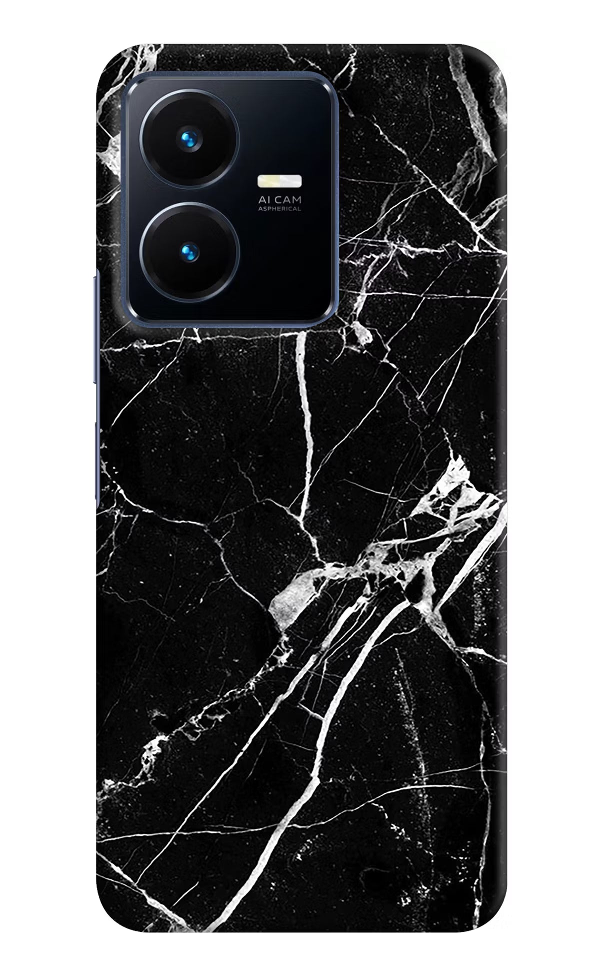 Black Marble Pattern Vivo Y22 Hard Case Back Cover by Casekaro