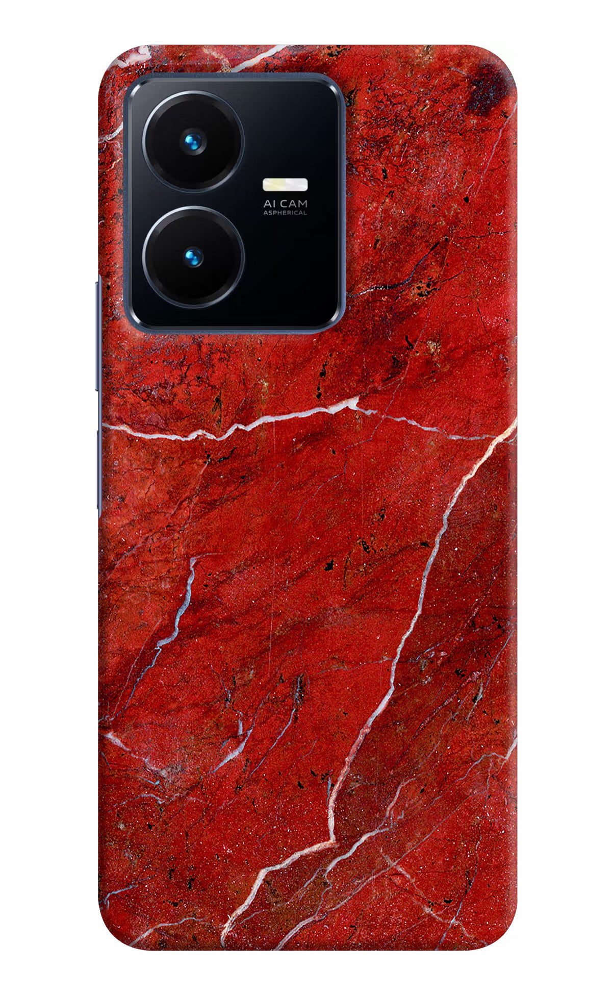 Red Marble Design Vivo Y22 Hard Case Back Cover by Casekaro