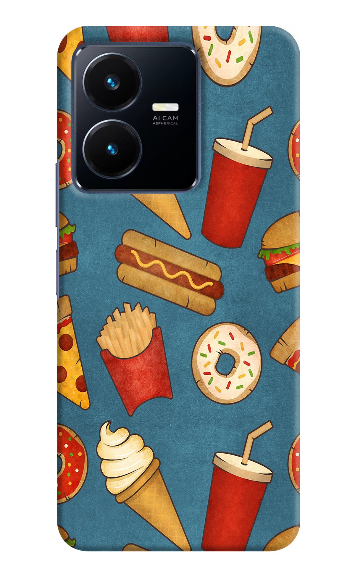Foodie Vivo Y22 Hard Case Back Cover by Casekaro
