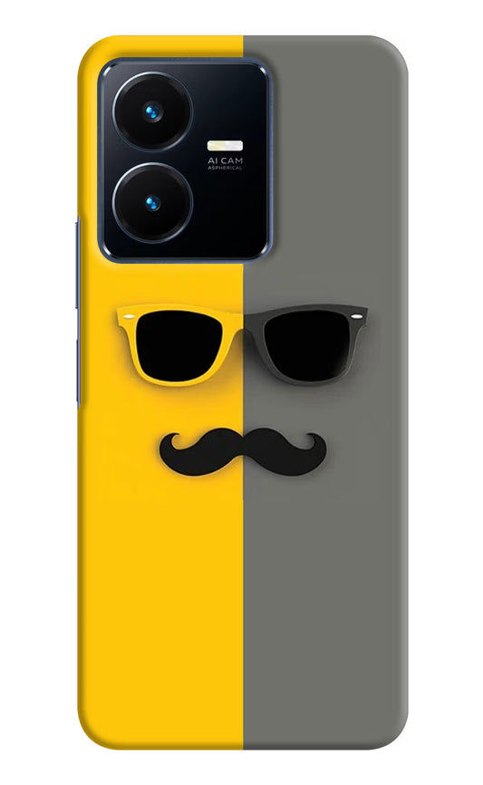 Sunglasses with Mustache Vivo Y22 Hard Case Back Cover by Casekaro
