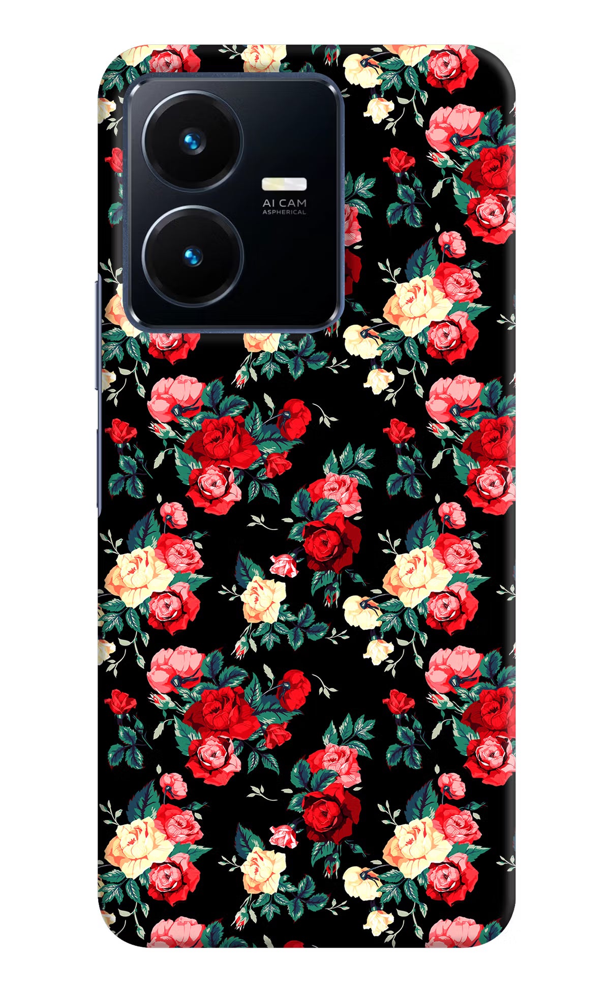 Rose Pattern Vivo Y22 Hard Case Back Cover by Casekaro
