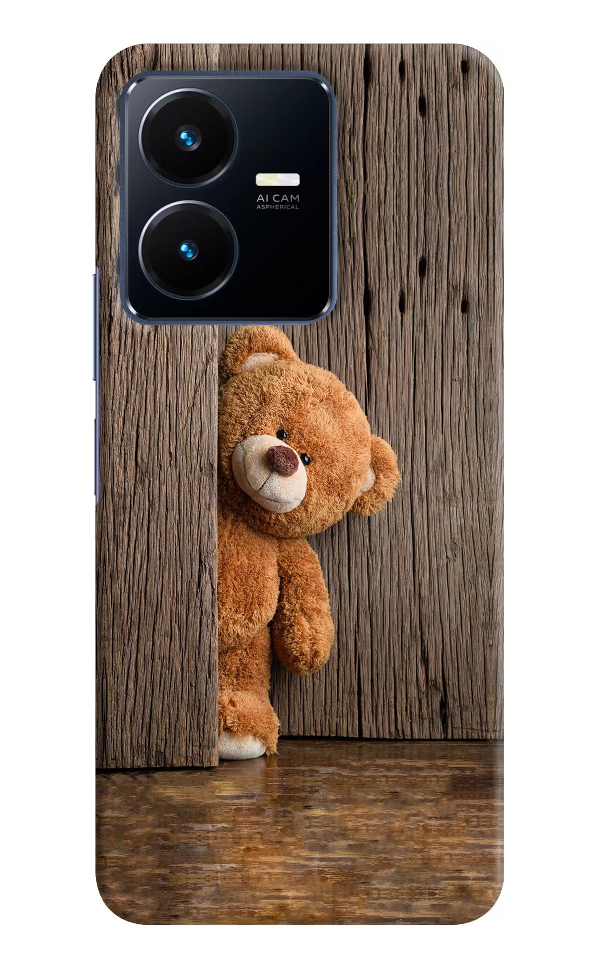 Teddy Wooden Vivo Y22 Hard Case Back Cover by Casekaro