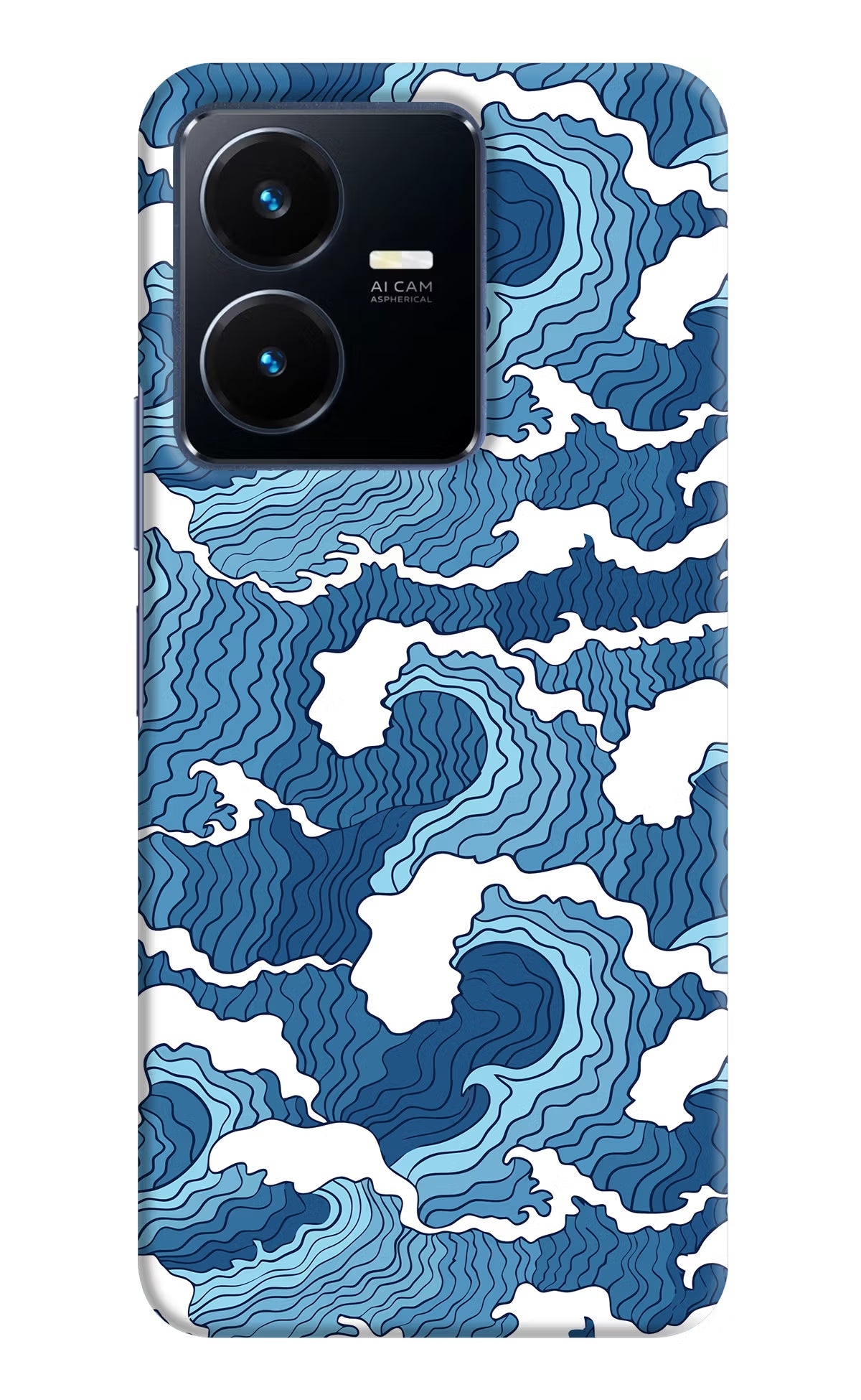 Blue Waves Vivo Y22 Hard Case Back Cover by Casekaro