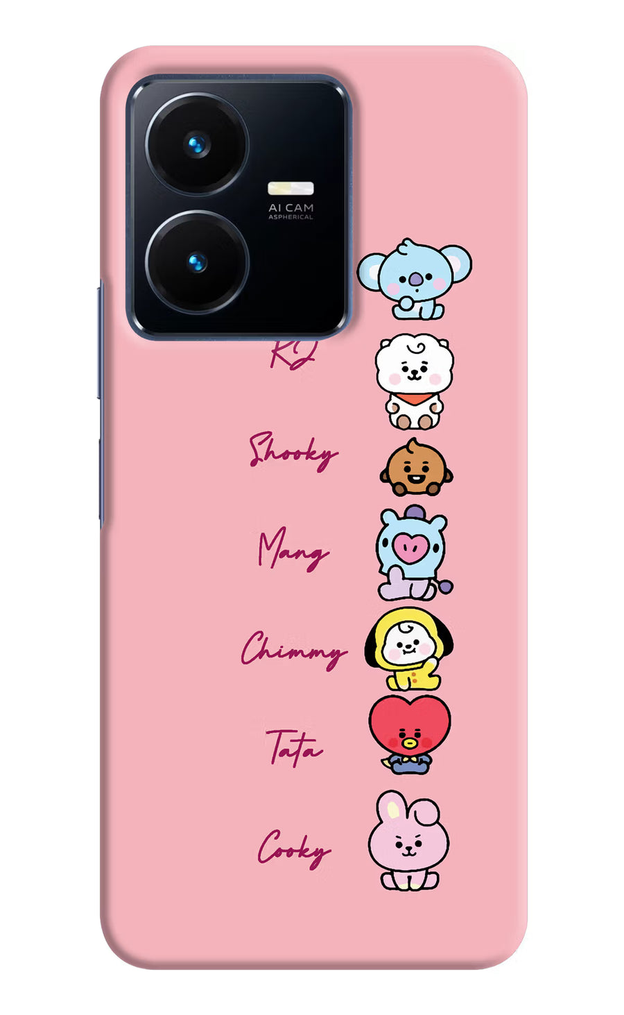 BTS names Vivo Y22 Back Cover, Hard case