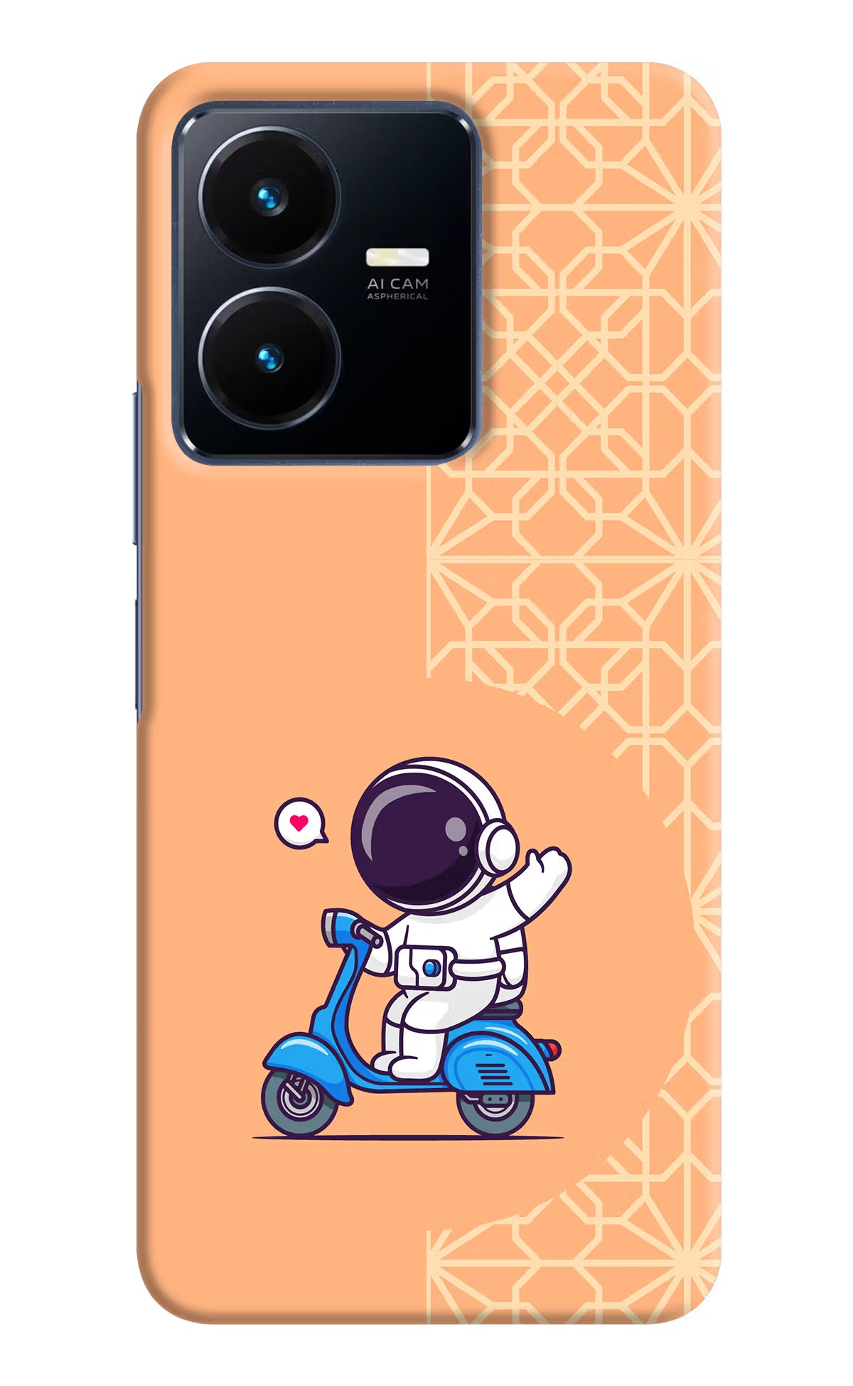 Cute Astronaut Riding Vivo Y22 Hard Case Back Cover by Casekaro