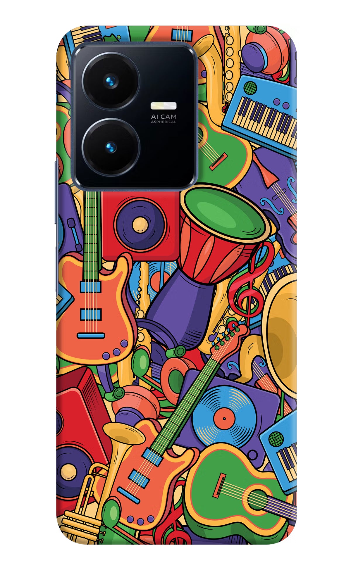 Music Instrument Doodle Vivo Y22 Hard Case Back Cover by Casekaro