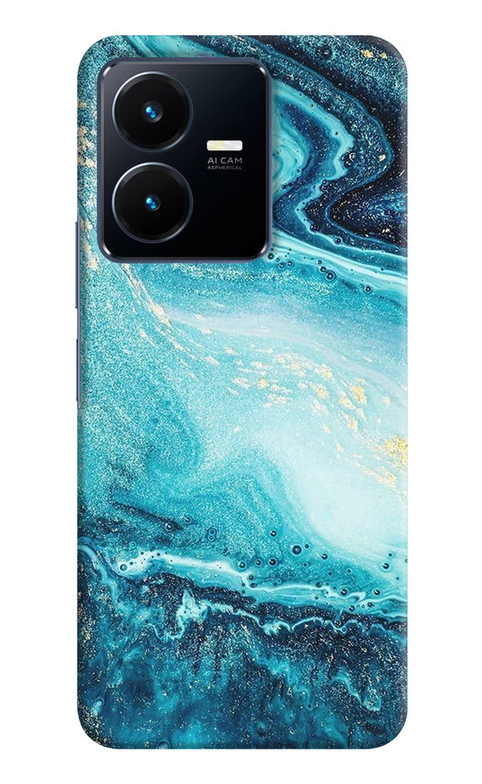 Blue Glitter Marble Vivo Y22 Back Cover