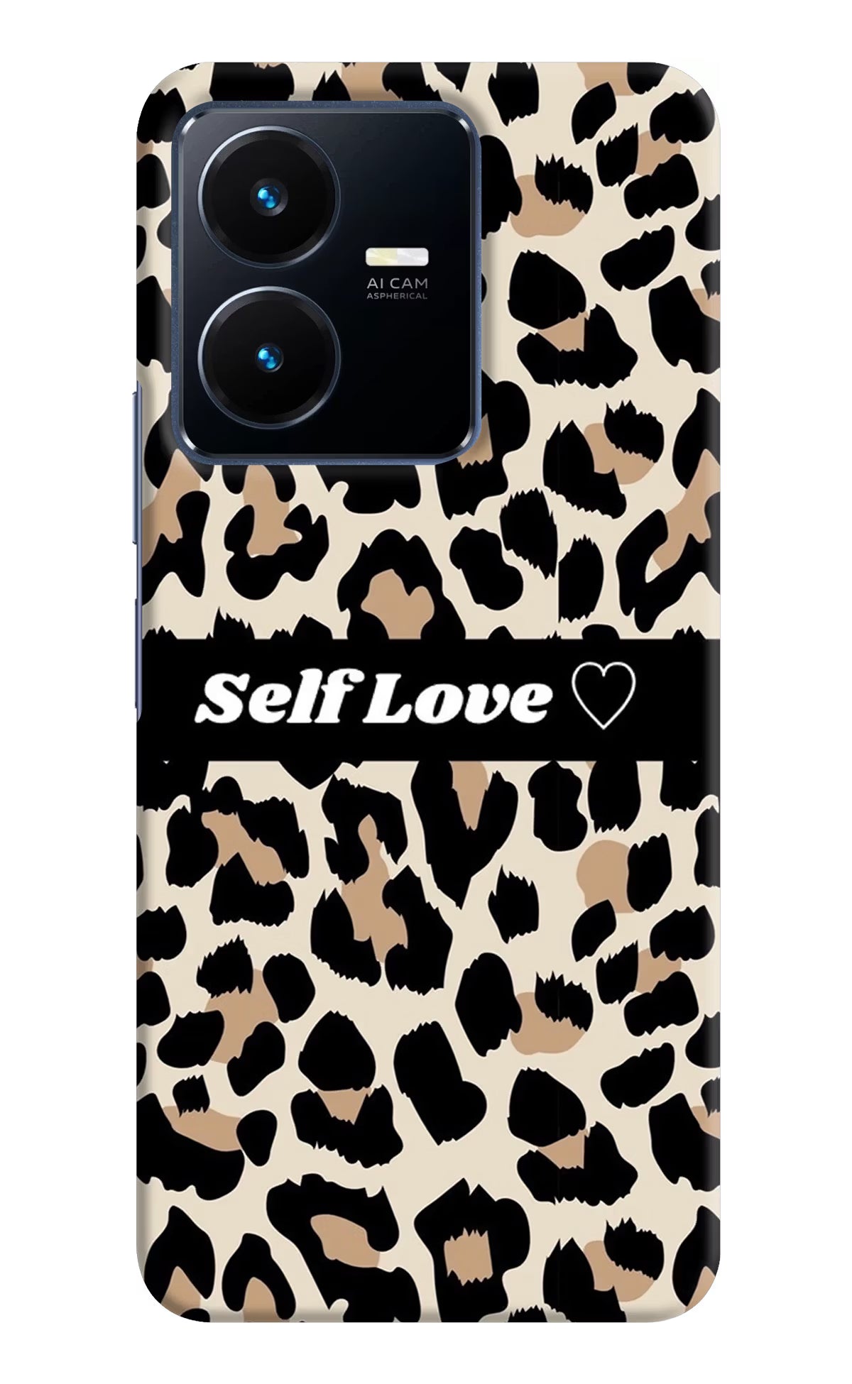 Leopard Print Self Love Vivo Y22 Hard Case Back Cover by Casekaro