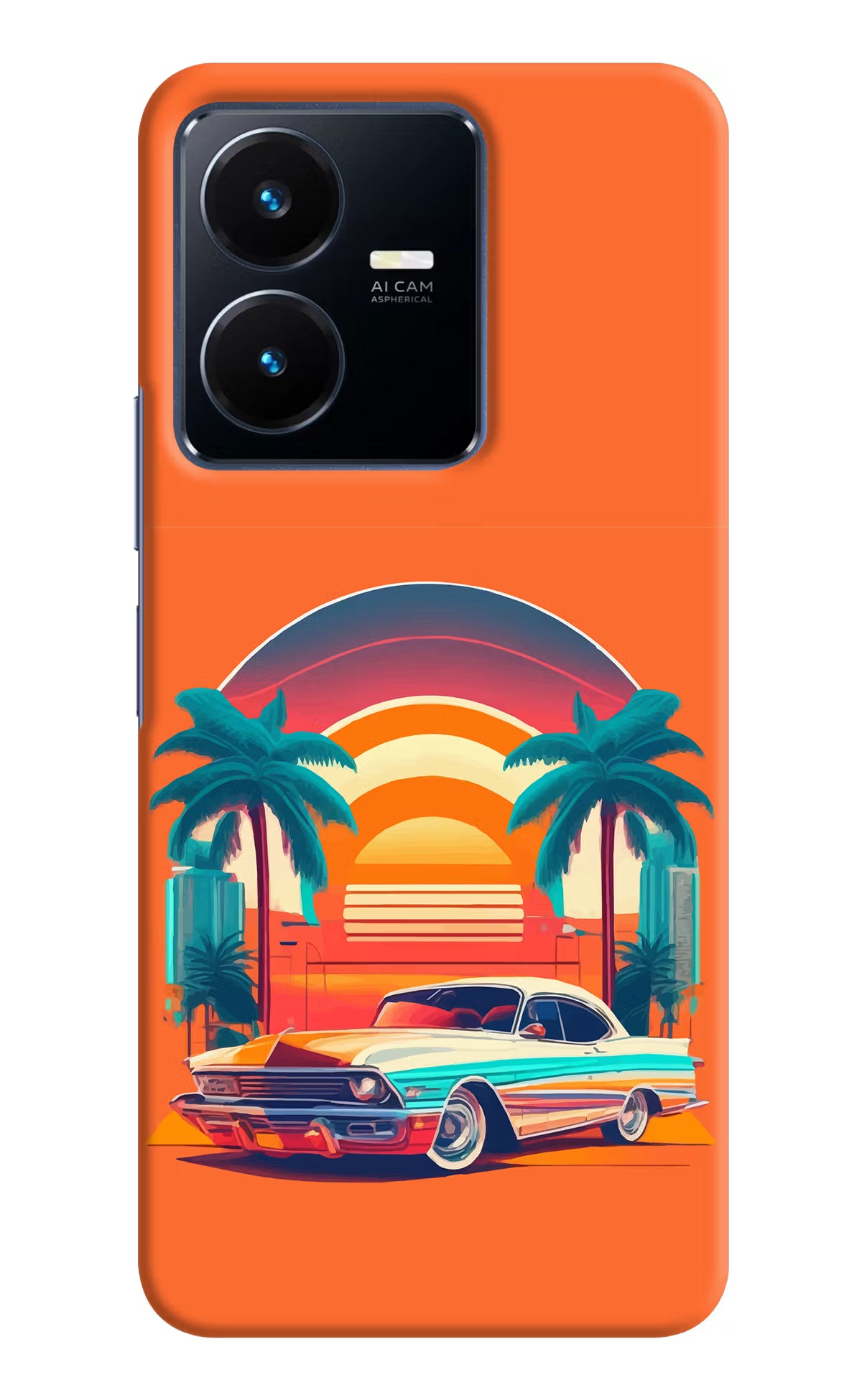 Palm Drive 80s Vivo Y22 Hard Case Back Cover by Casekaro