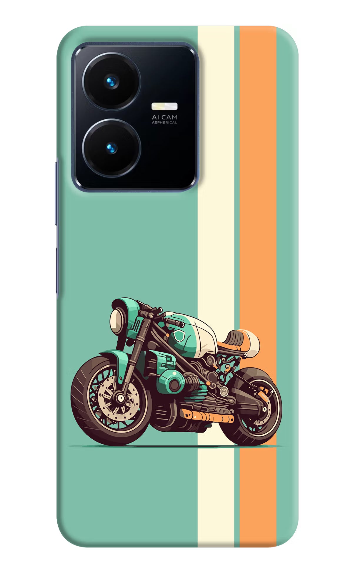 Striped Moto Drift Vivo Y22 Hard Case Back Cover by Casekaro