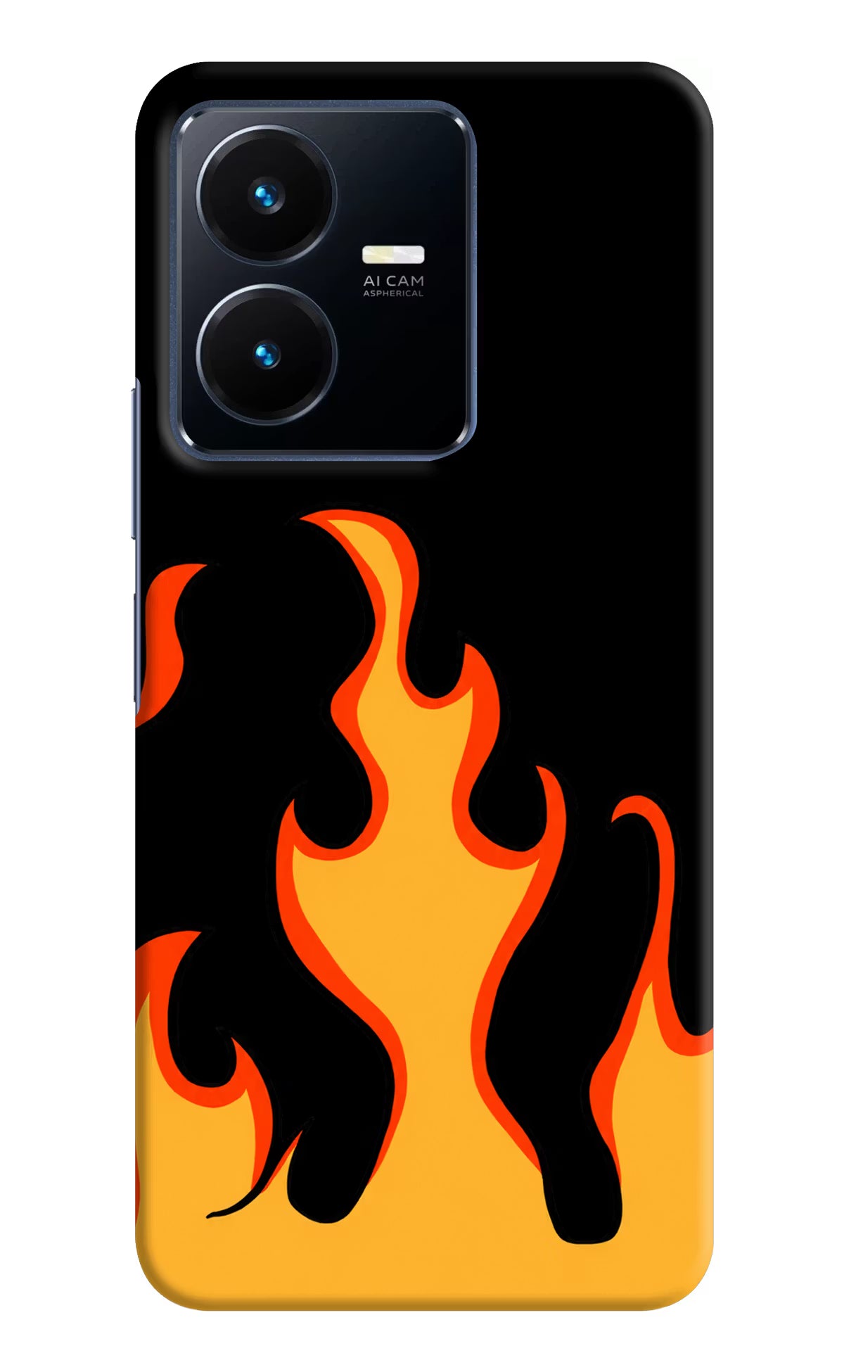 Fired Up – Black Vivo Y22 Hard Case Back Cover by Casekaro