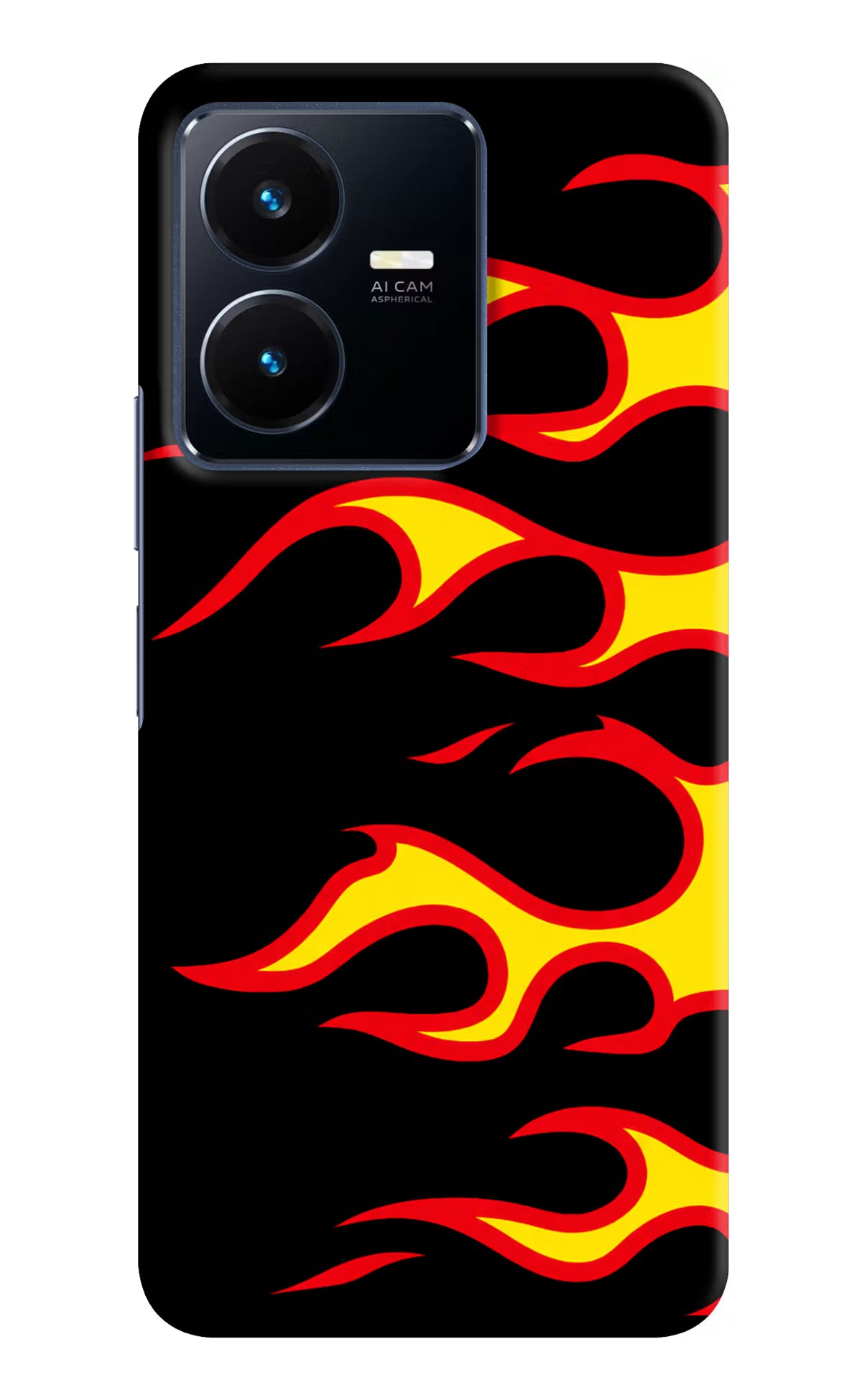 Side Sweep Flames Vivo Y22 Hard Case Back Cover by Casekaro