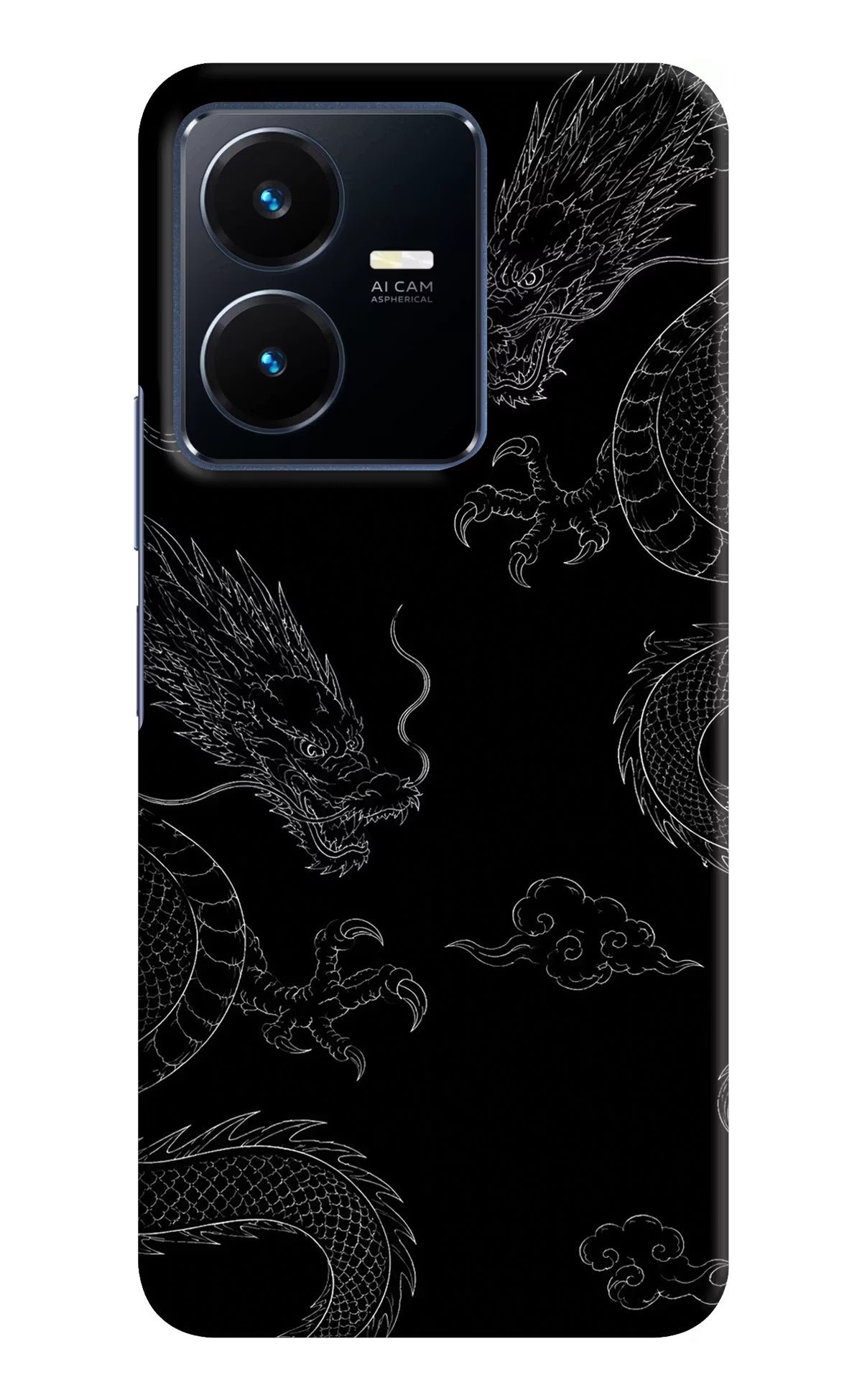 Twin Dragons Vivo Y22 Hard Case Back Cover by Casekaro