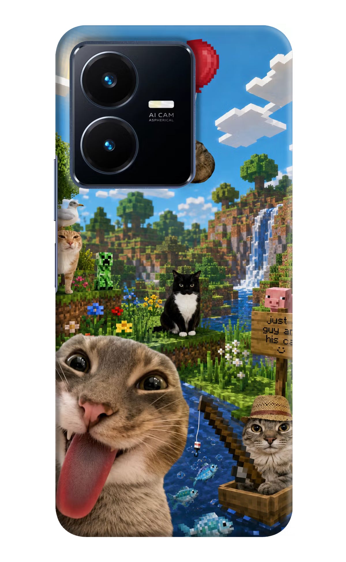 Minecraft Cat Chaos Vivo Y22 Back Cover