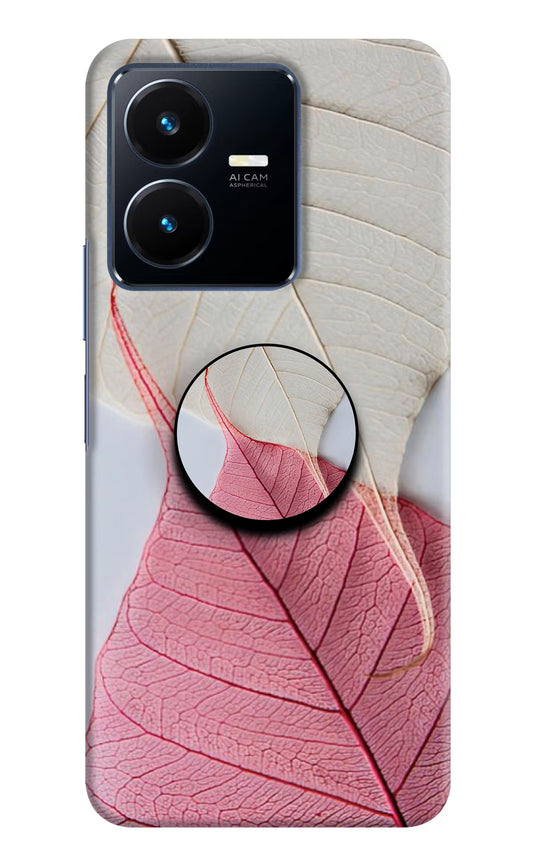 White Pink Leaf Vivo Y22 Pop Case by Casekaro