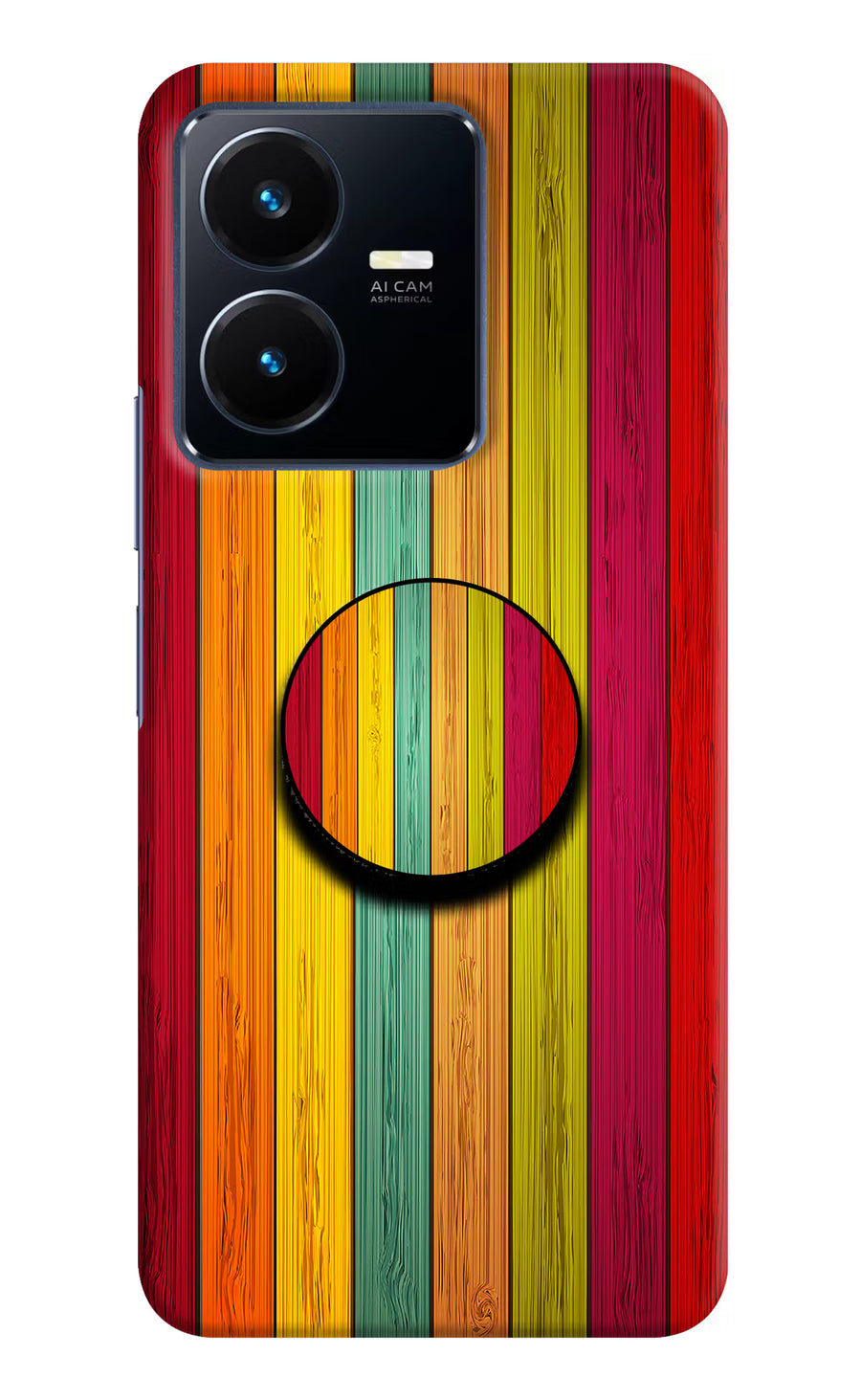 Multicolor Wooden Vivo Y22 Pop Case, Hard case