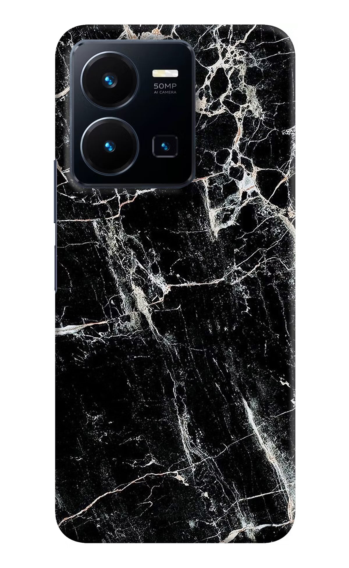 Black Marble Texture Vivo Y35 Hard Case Back Cover by Casekaro