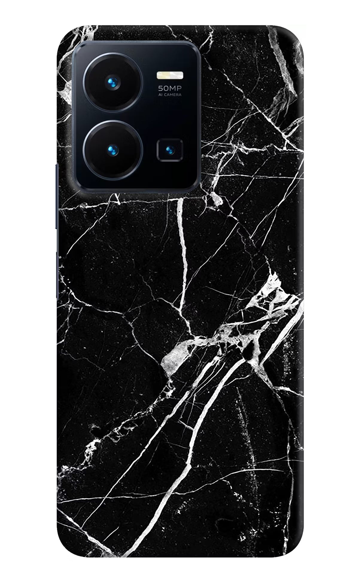 Black Marble Pattern Vivo Y35 Hard Case Back Cover by Casekaro