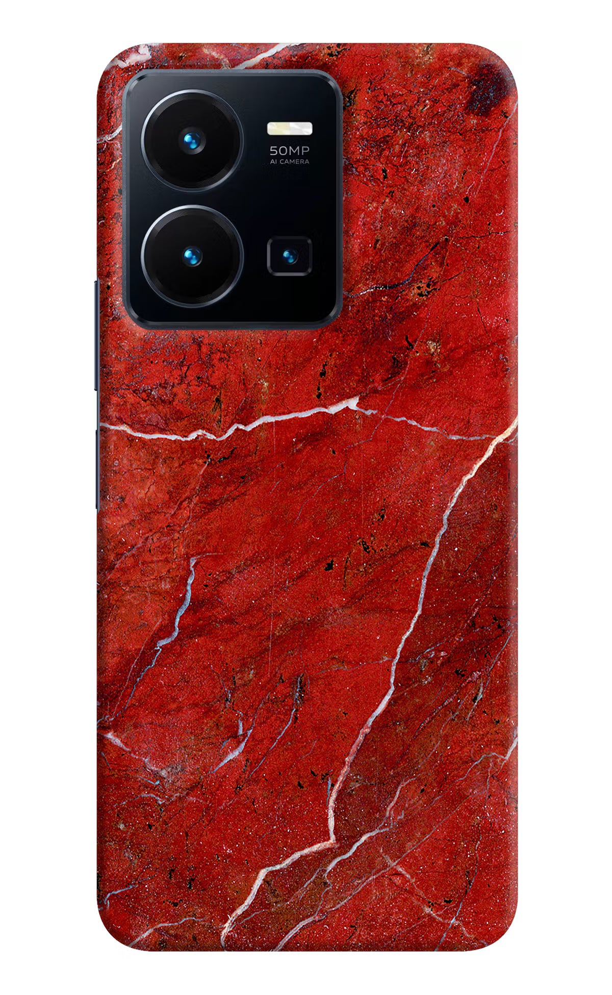 Red Marble Design Vivo Y35 Hard Case Back Cover by Casekaro