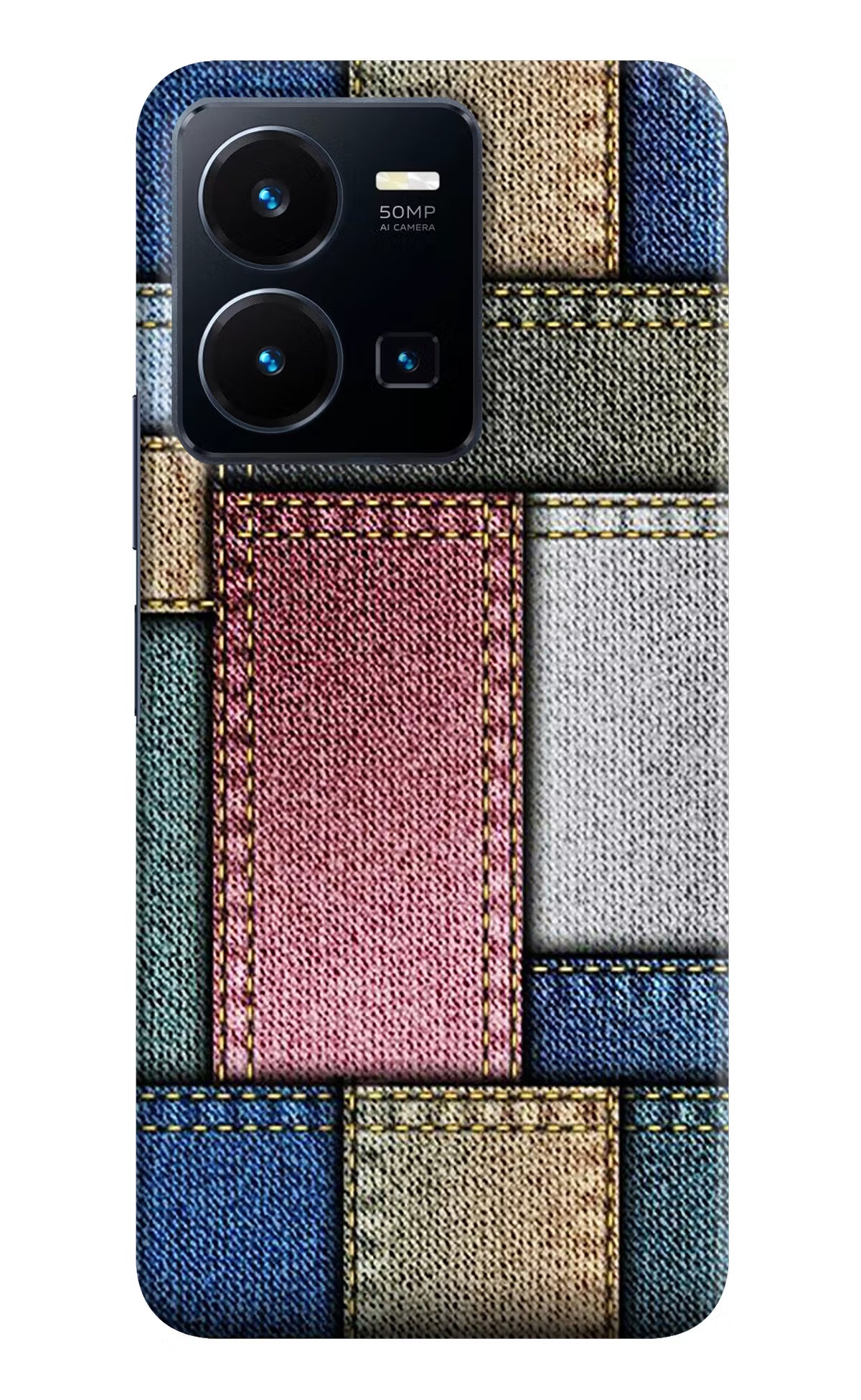 Multicolor Jeans Vivo Y35 Hard Case Back Cover by Casekaro