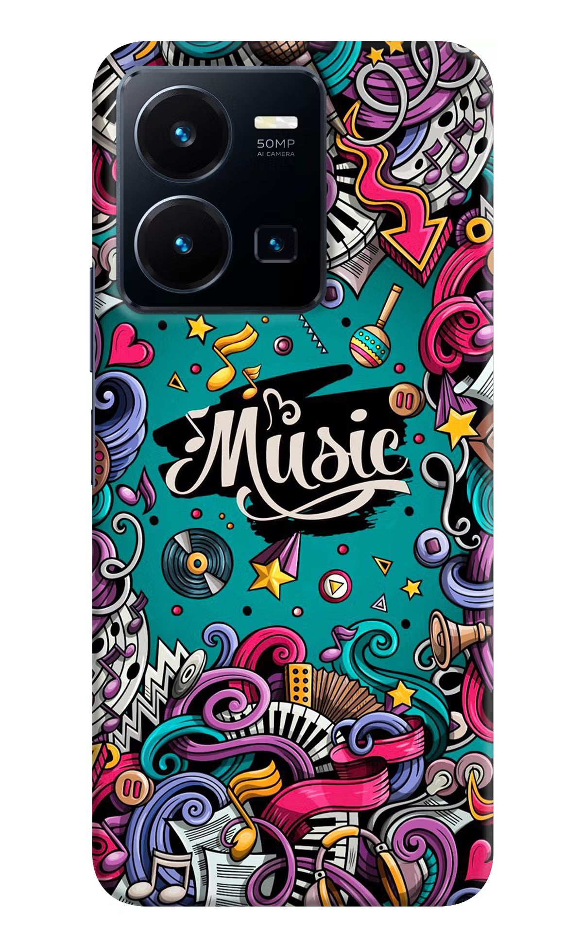 Music Graffiti Vivo Y35 Hard Case Back Cover by Casekaro