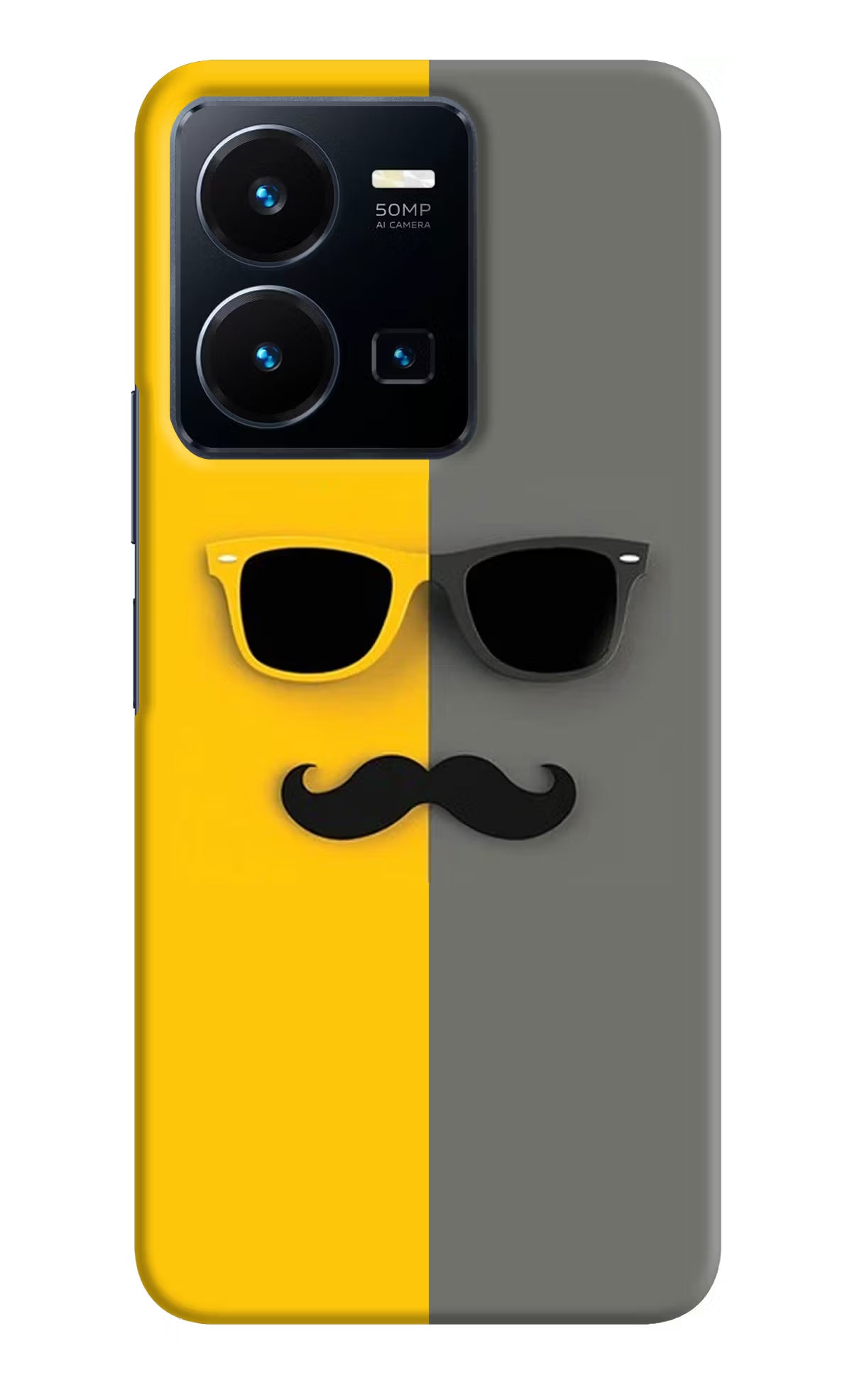 Sunglasses with Mustache Vivo Y35 Hard Case Back Cover by Casekaro
