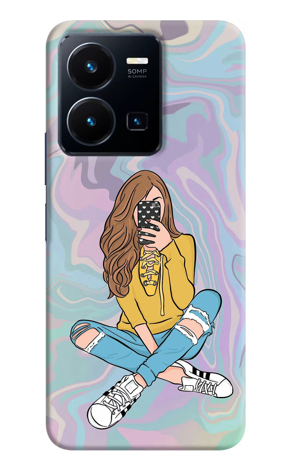 Selfie Girl Vivo Y35 Hard Case Back Cover by Casekaro