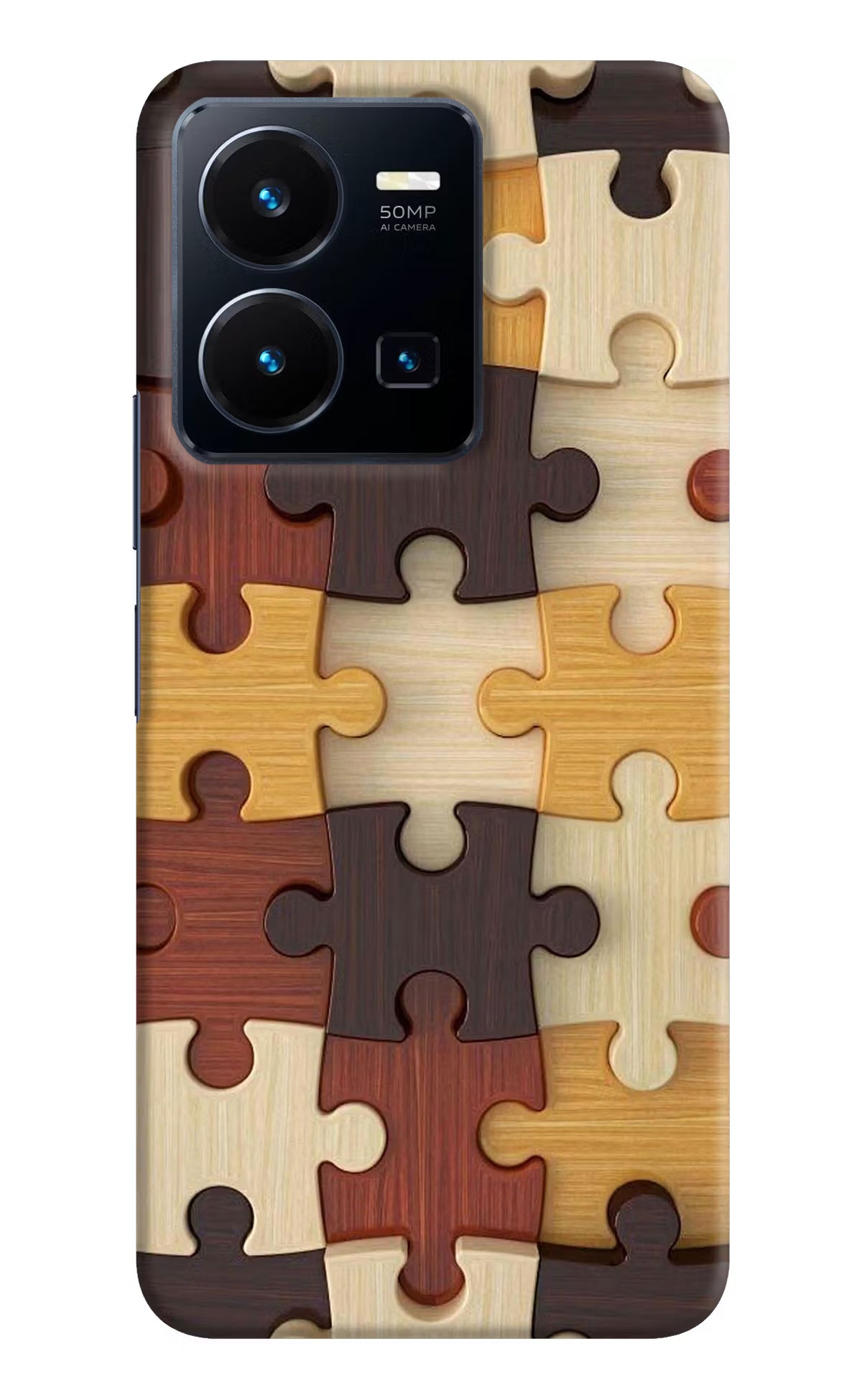 Wooden Puzzle Vivo Y35 Hard Case Back Cover by Casekaro