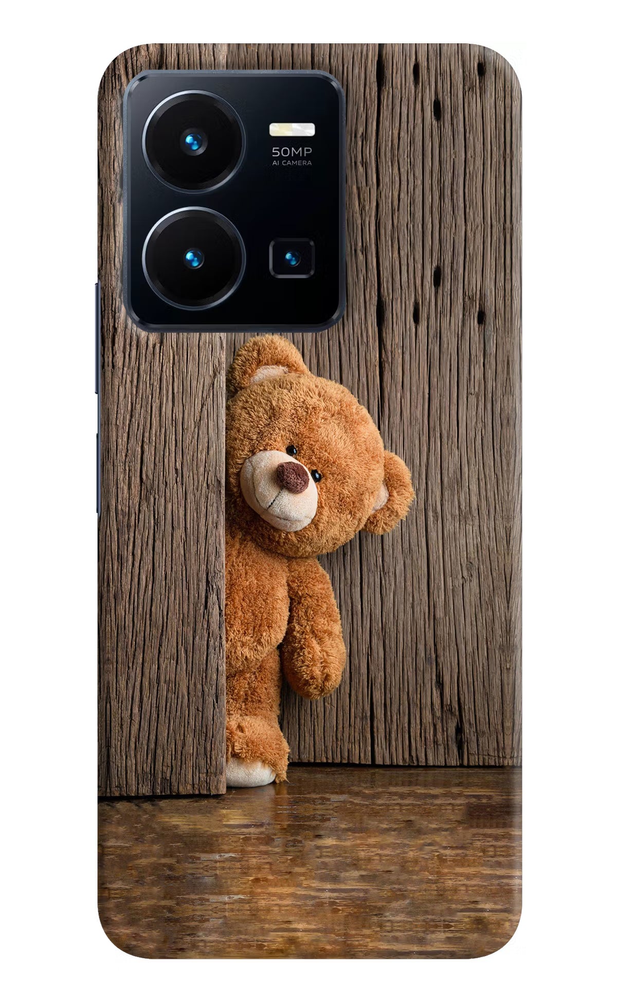 Teddy Wooden Vivo Y35 Hard Case Back Cover by Casekaro
