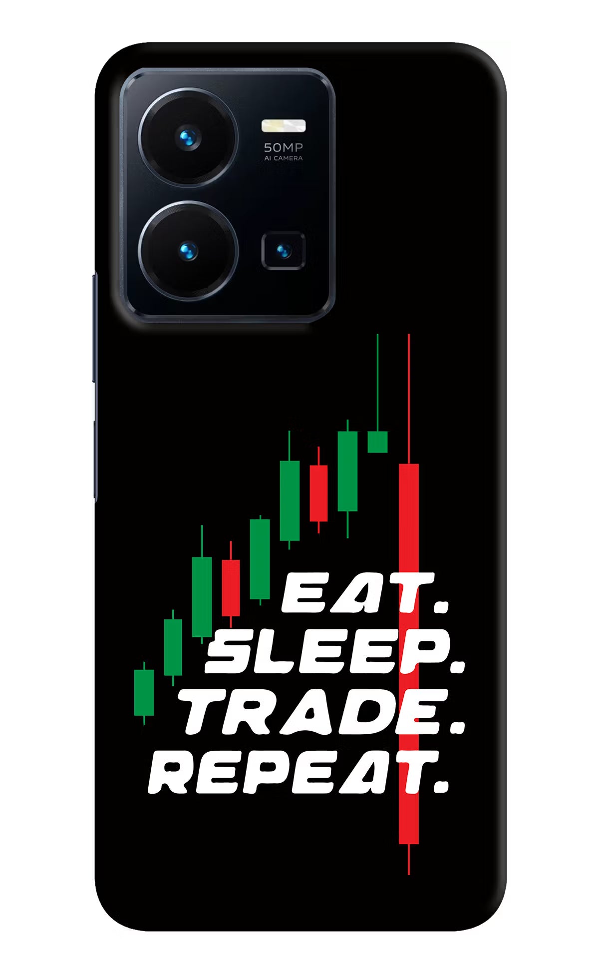Eat Sleep Trade Repeat Vivo Y35 Hard Case Back Cover by Casekaro