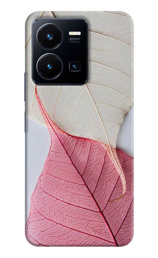 White Pink Leaf Vivo Y35 Hard Case Back Cover by Casekaro