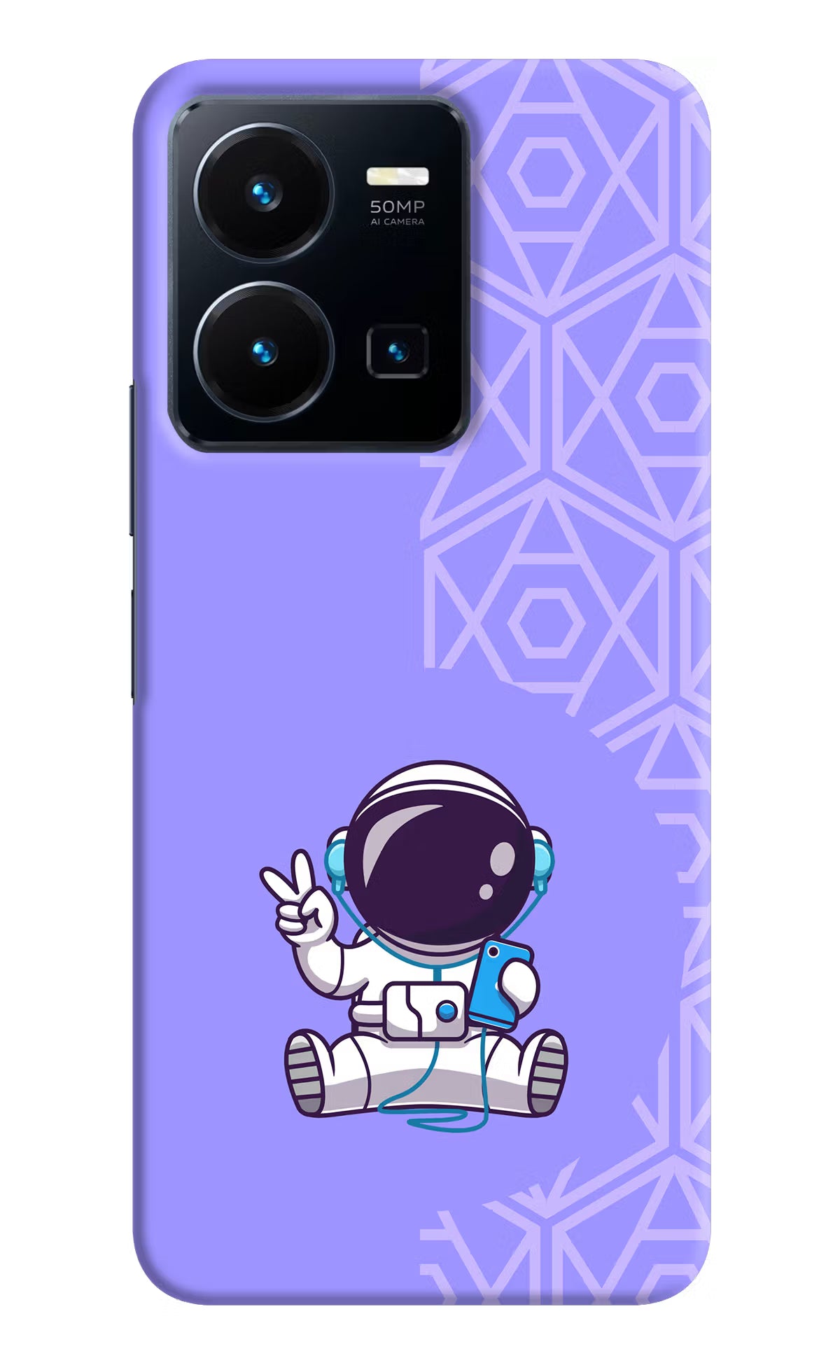 Cute Astronaut Chilling Vivo Y35 Hard Case Back Cover by Casekaro