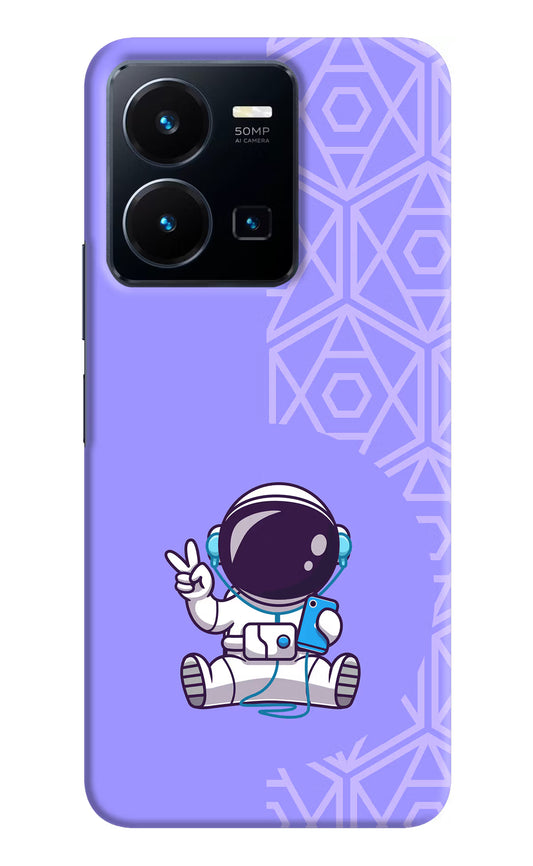 Cute Astronaut Chilling Vivo Y35 Hard Case Back Cover by Casekaro