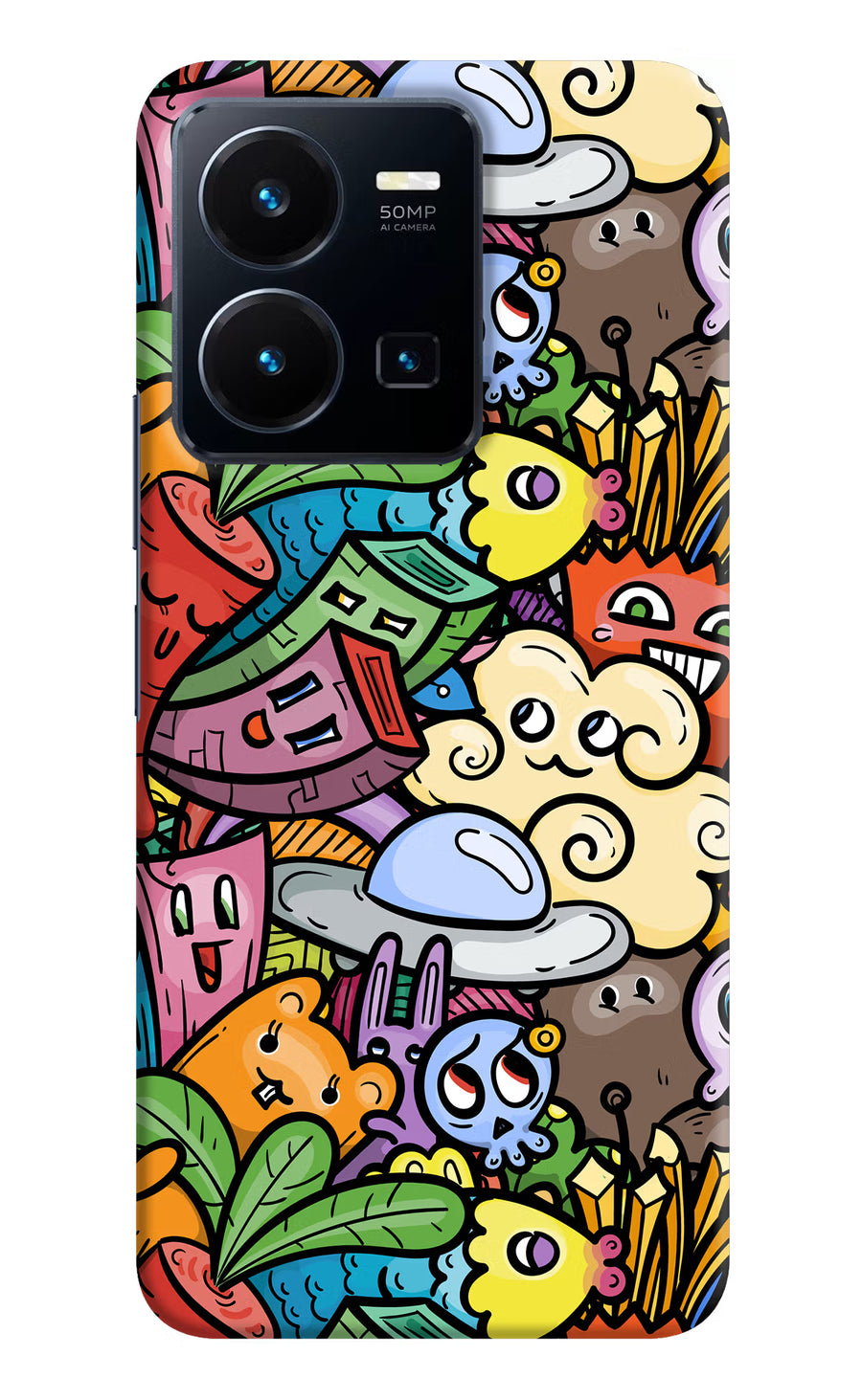 Veggie Doodle Vivo Y35 Back Cover, Hard case