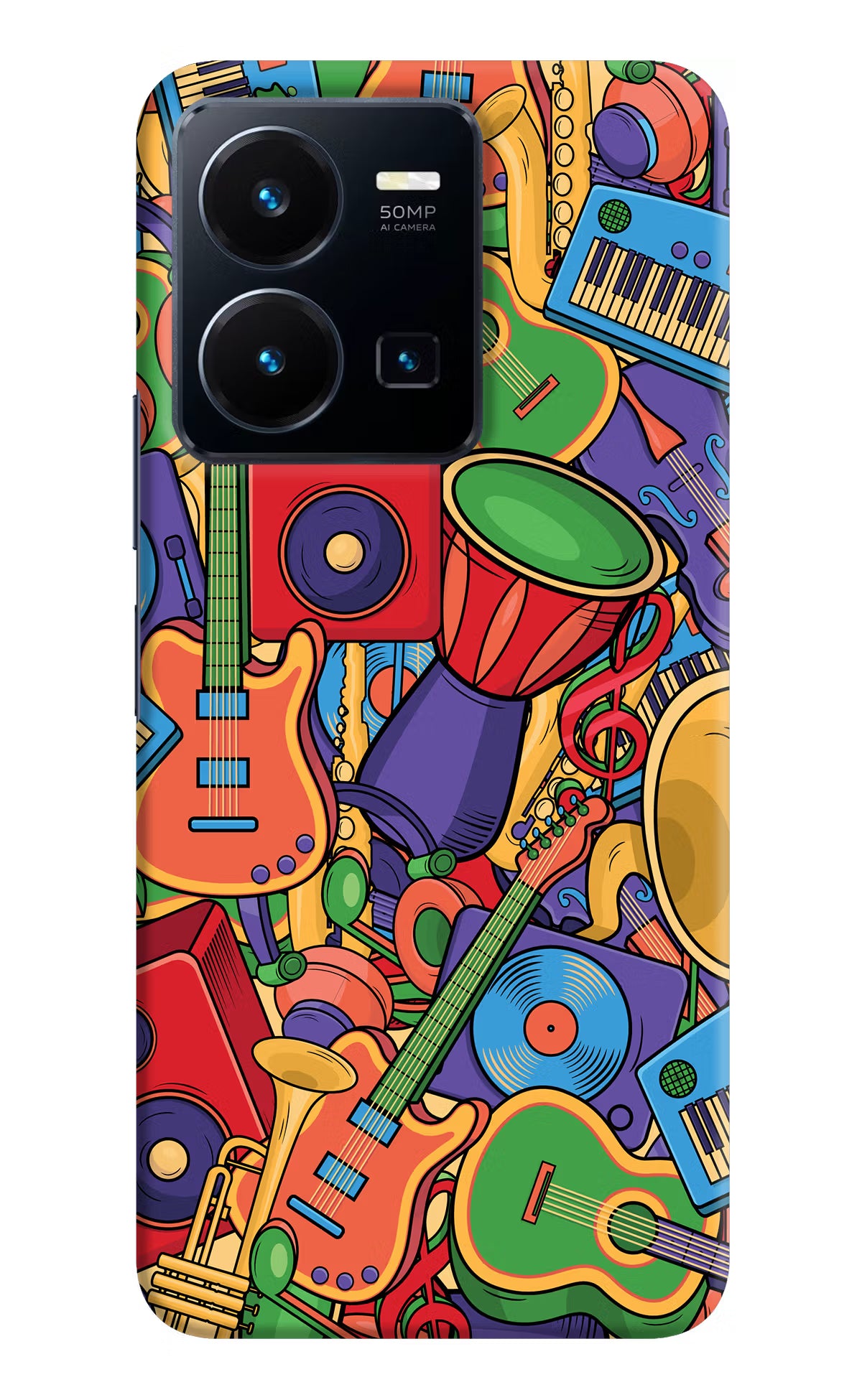 Music Instrument Doodle Vivo Y35 Hard Case Back Cover by Casekaro
